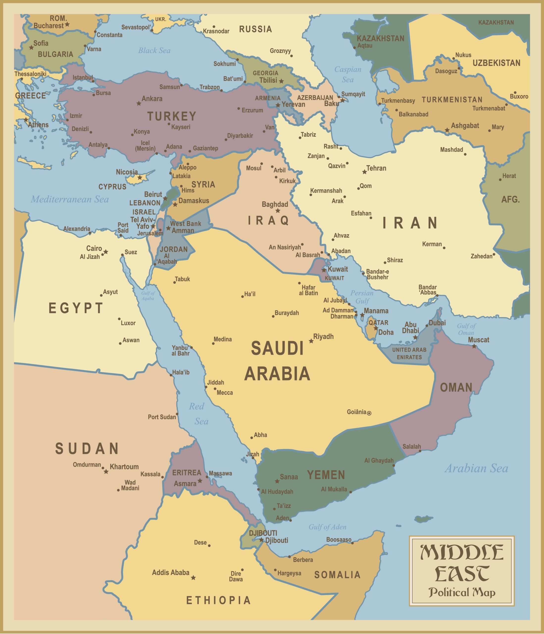10 Beautiful Printable Map Middle East Printable Map