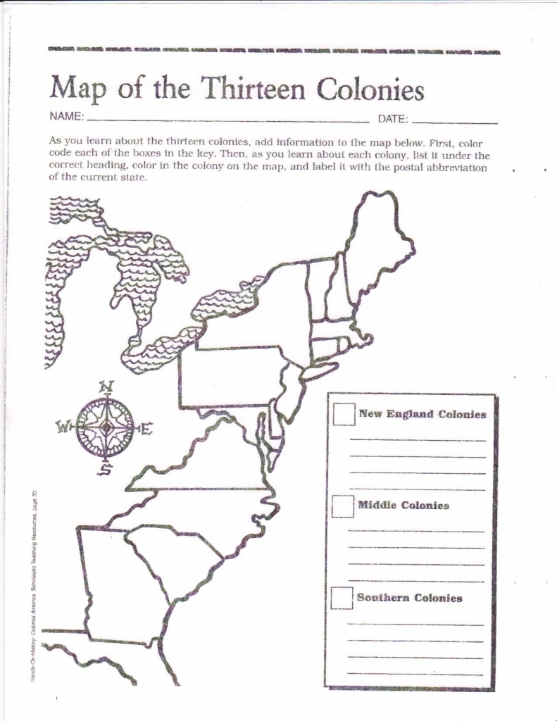 13 colonies blank map free printable