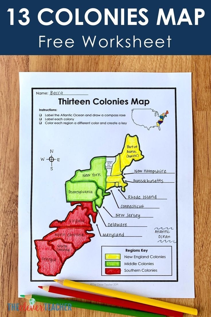 13 colonies blank map printable