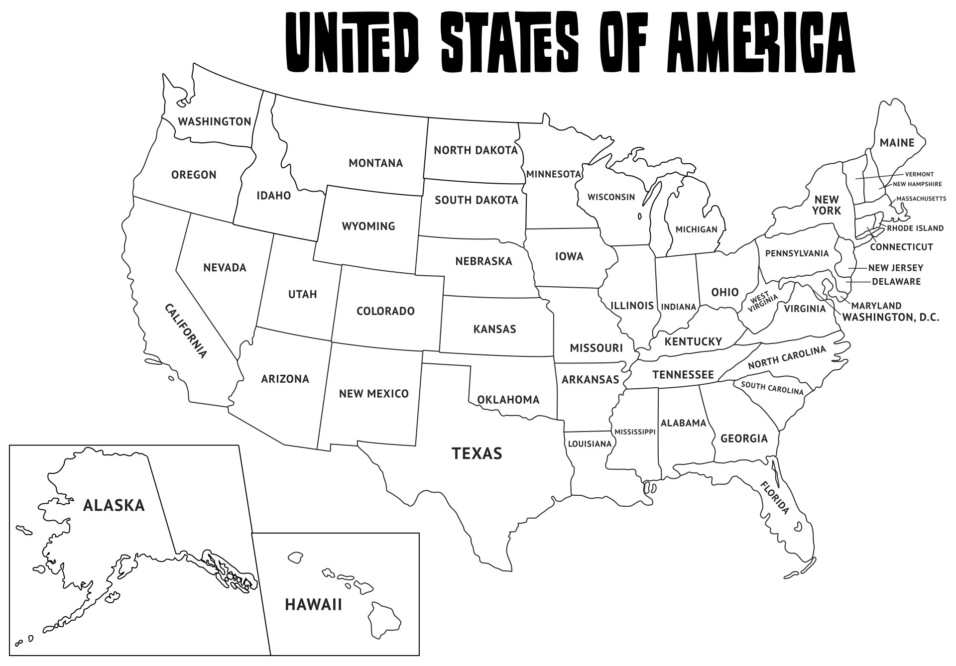 50 States Map Printable 50 States Map Printable