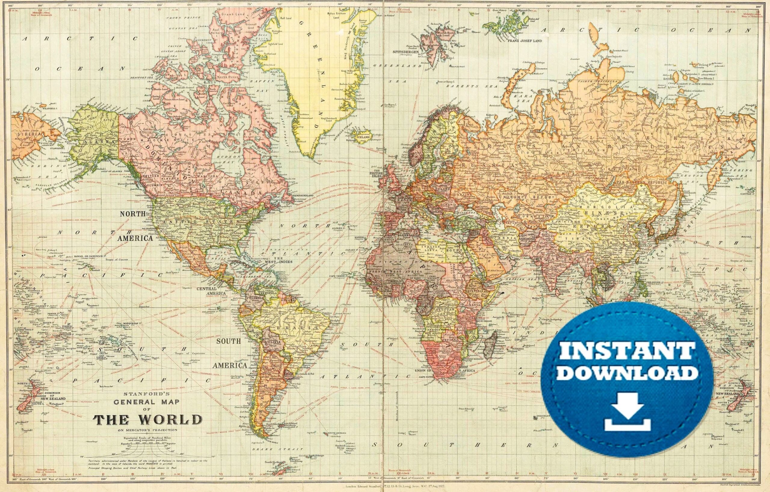 Antique World Map Printable