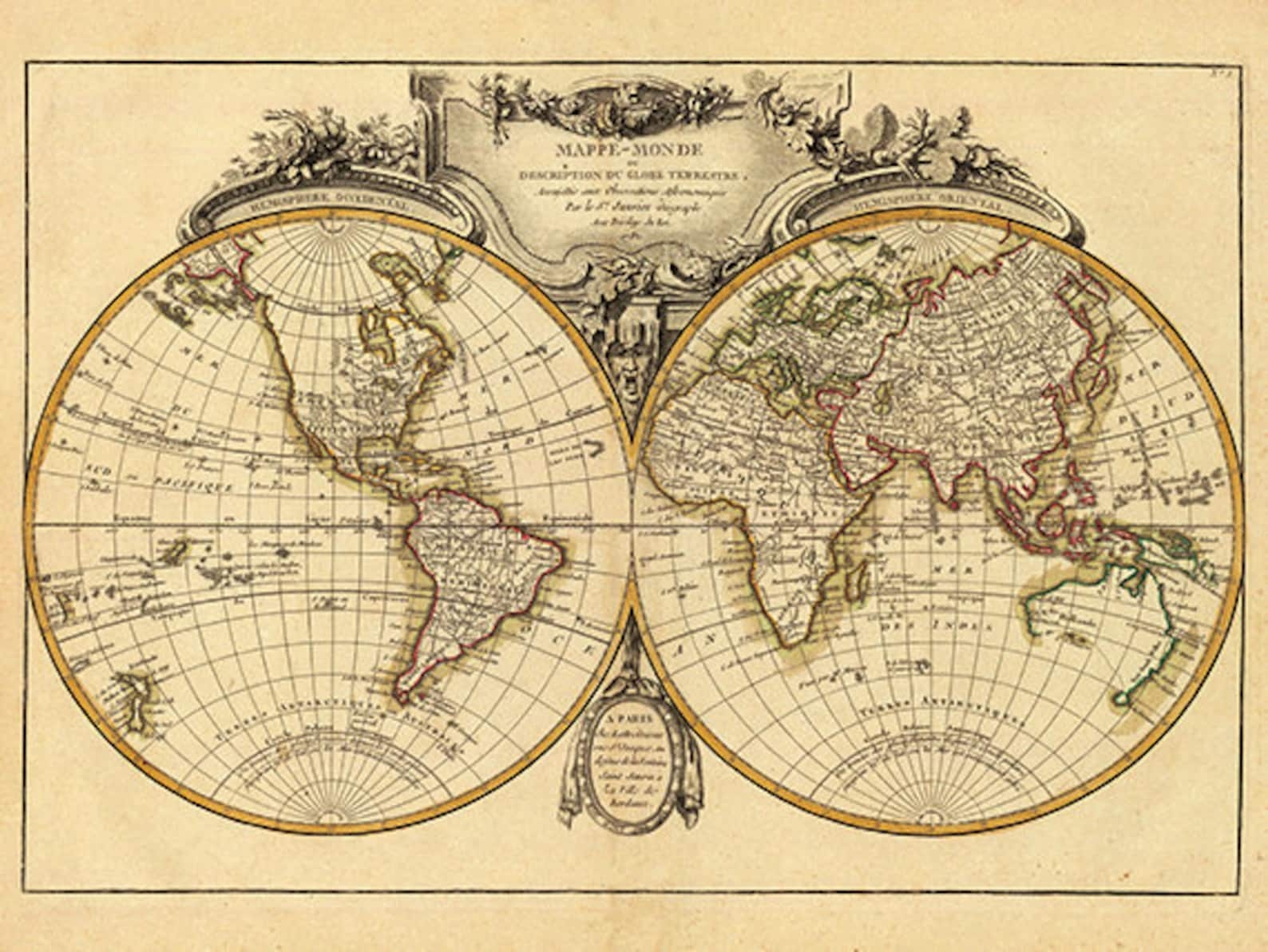 Antique World Map Printable