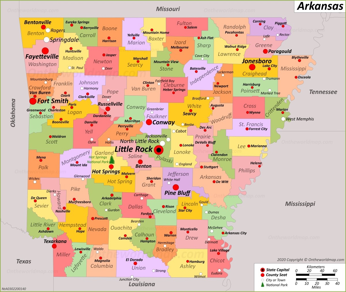 Arkansas State Map Printable