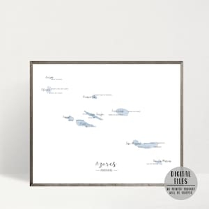 Azores Map azores Islands Map Poster minimalist Map Print watercolor Azores Map azores Islands Map Poster minimalist Map Print watercolor