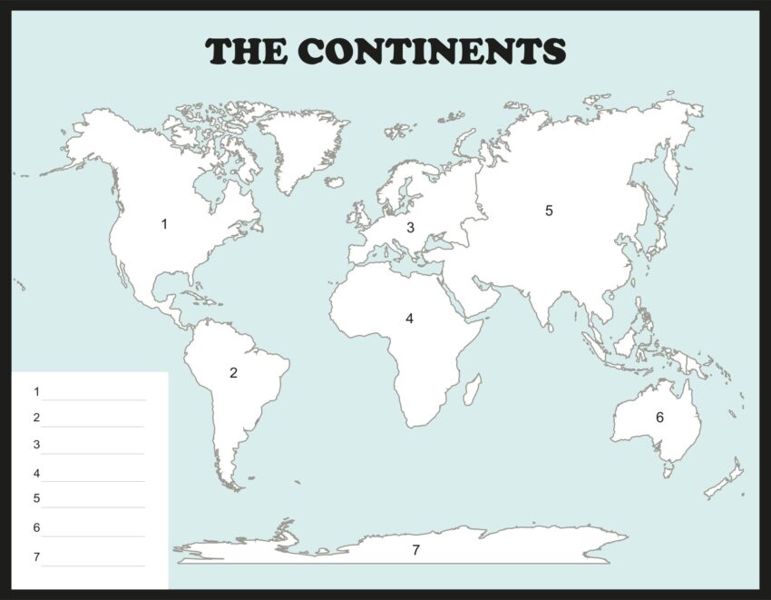 Blank Map Of 7 Continents And 5 Oceans Printable Infoupdate
