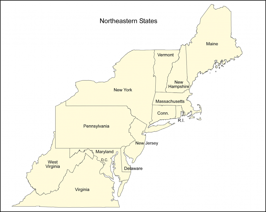 printable map of northeast usa