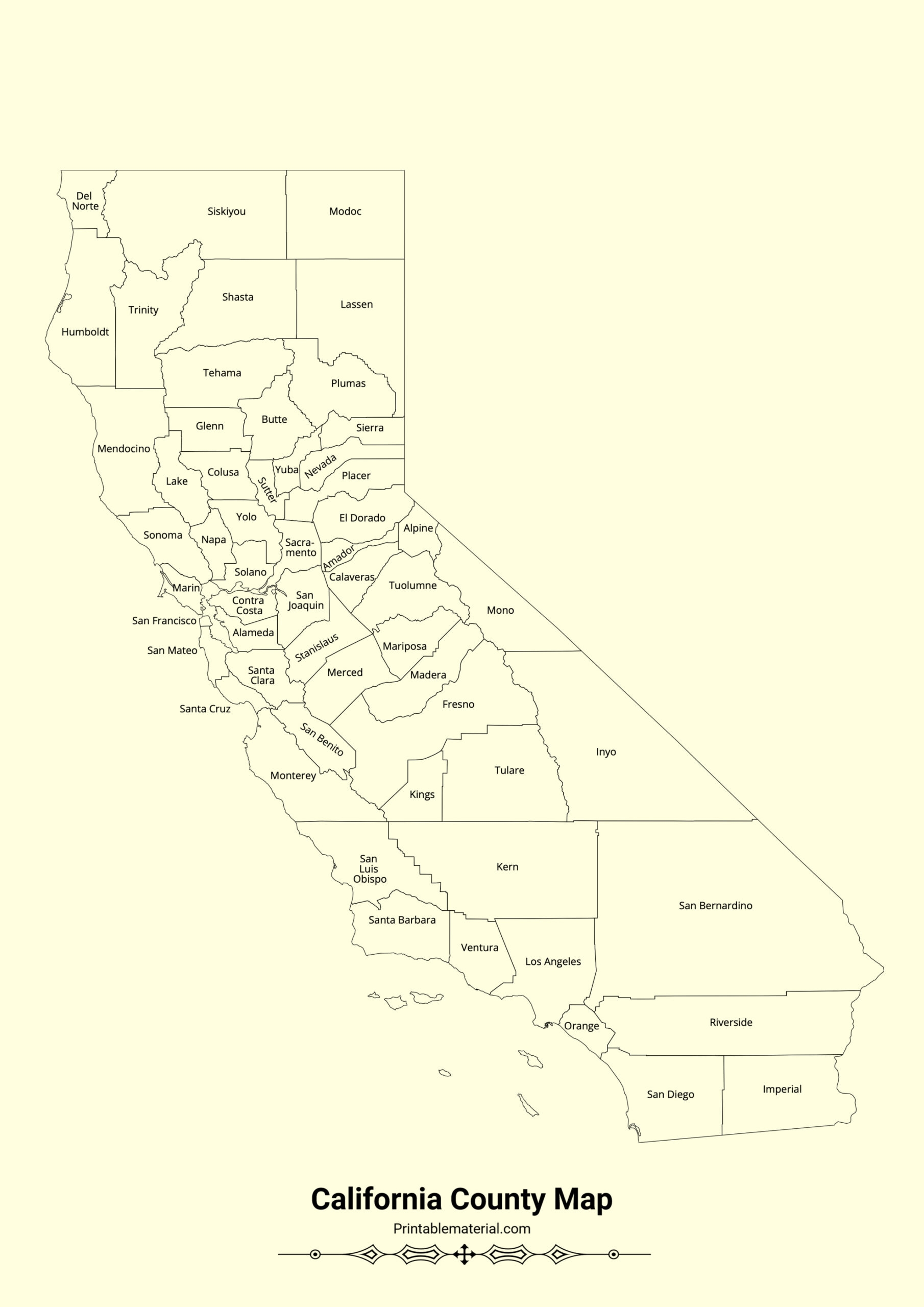 California County Map Blank Map Outline Map Printable