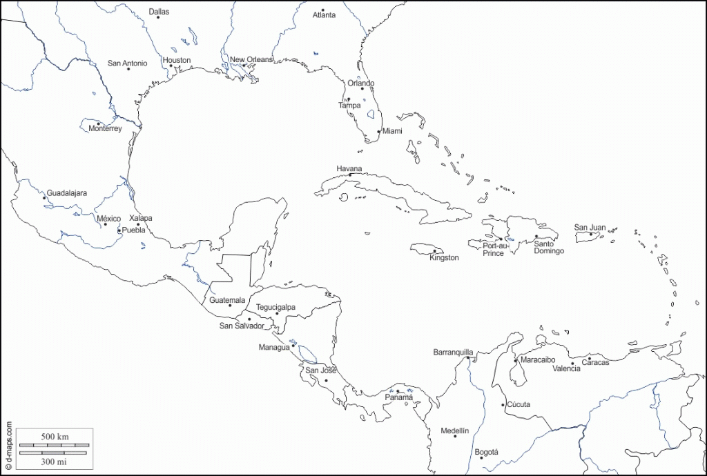 printable map of the caribbean