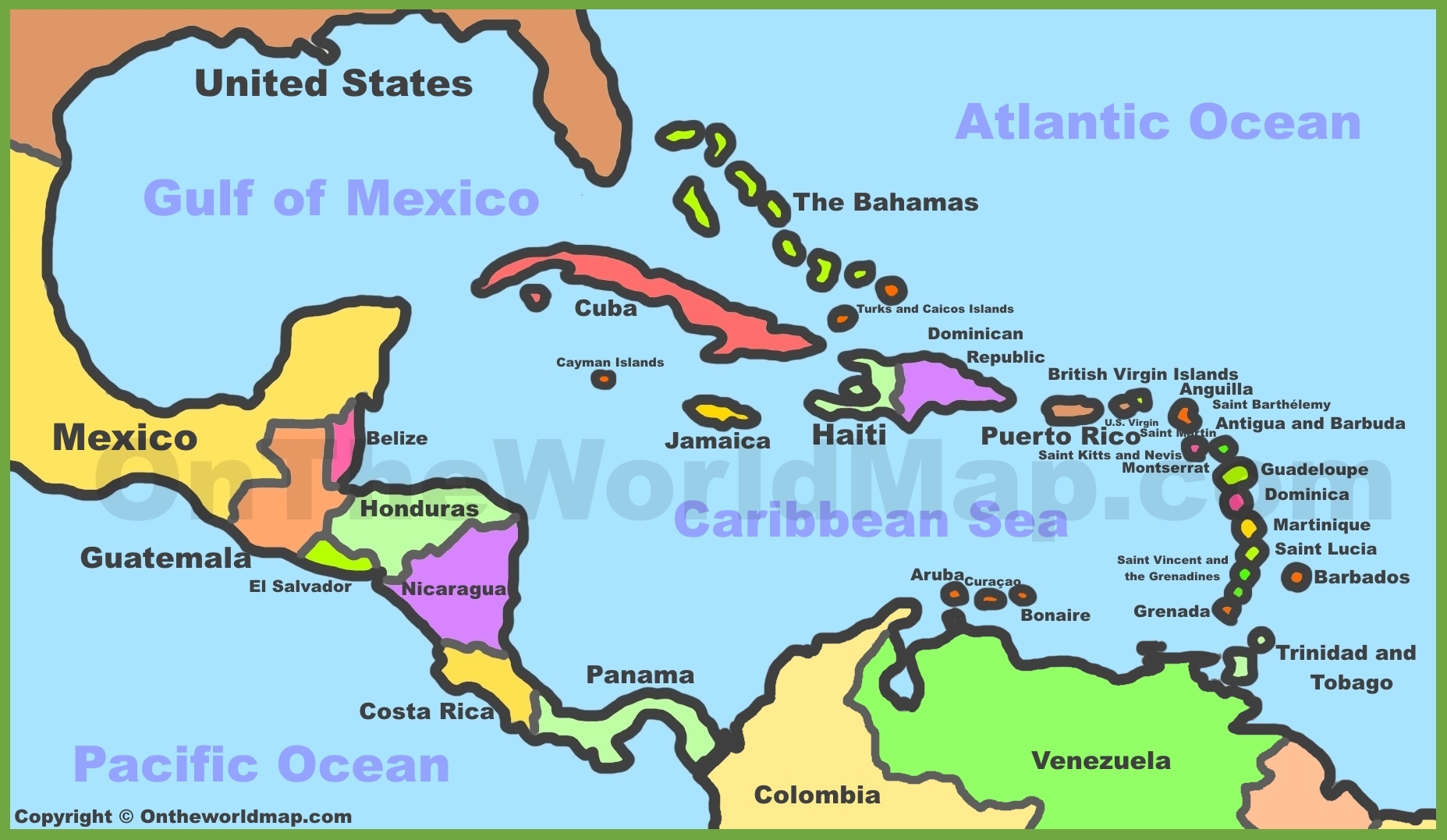 Caribbean Map Printable