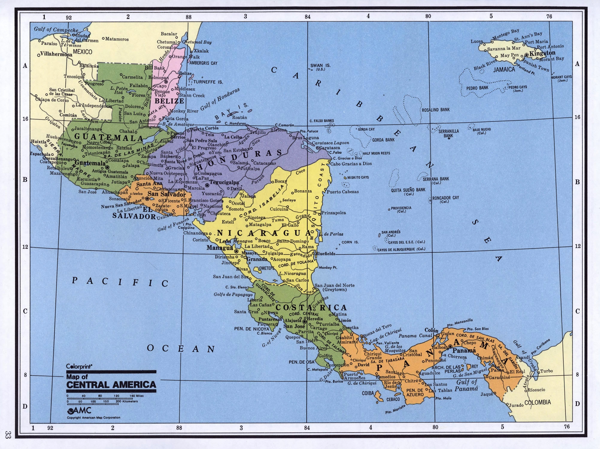 printable central america map