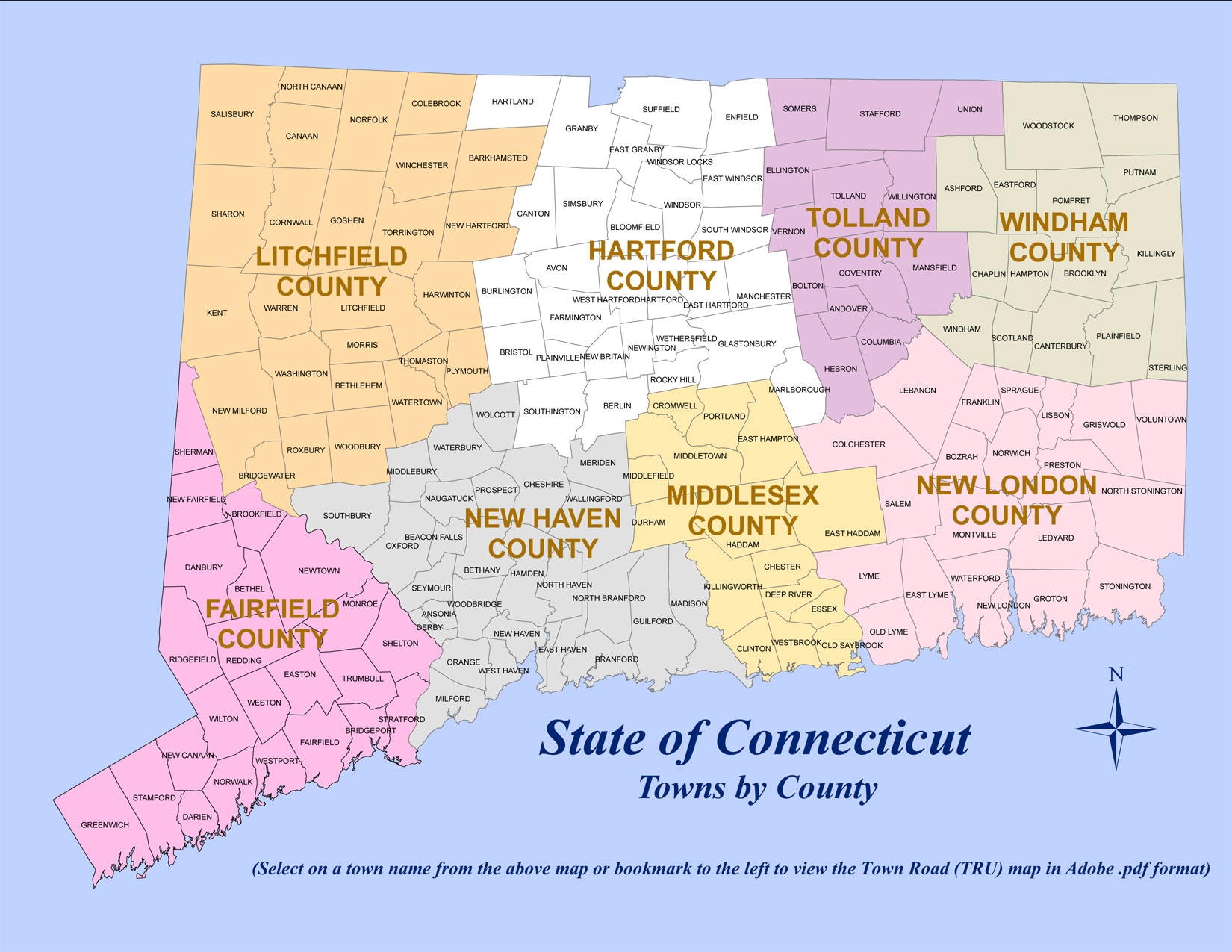 connecticut county map printable connecticut county map printable