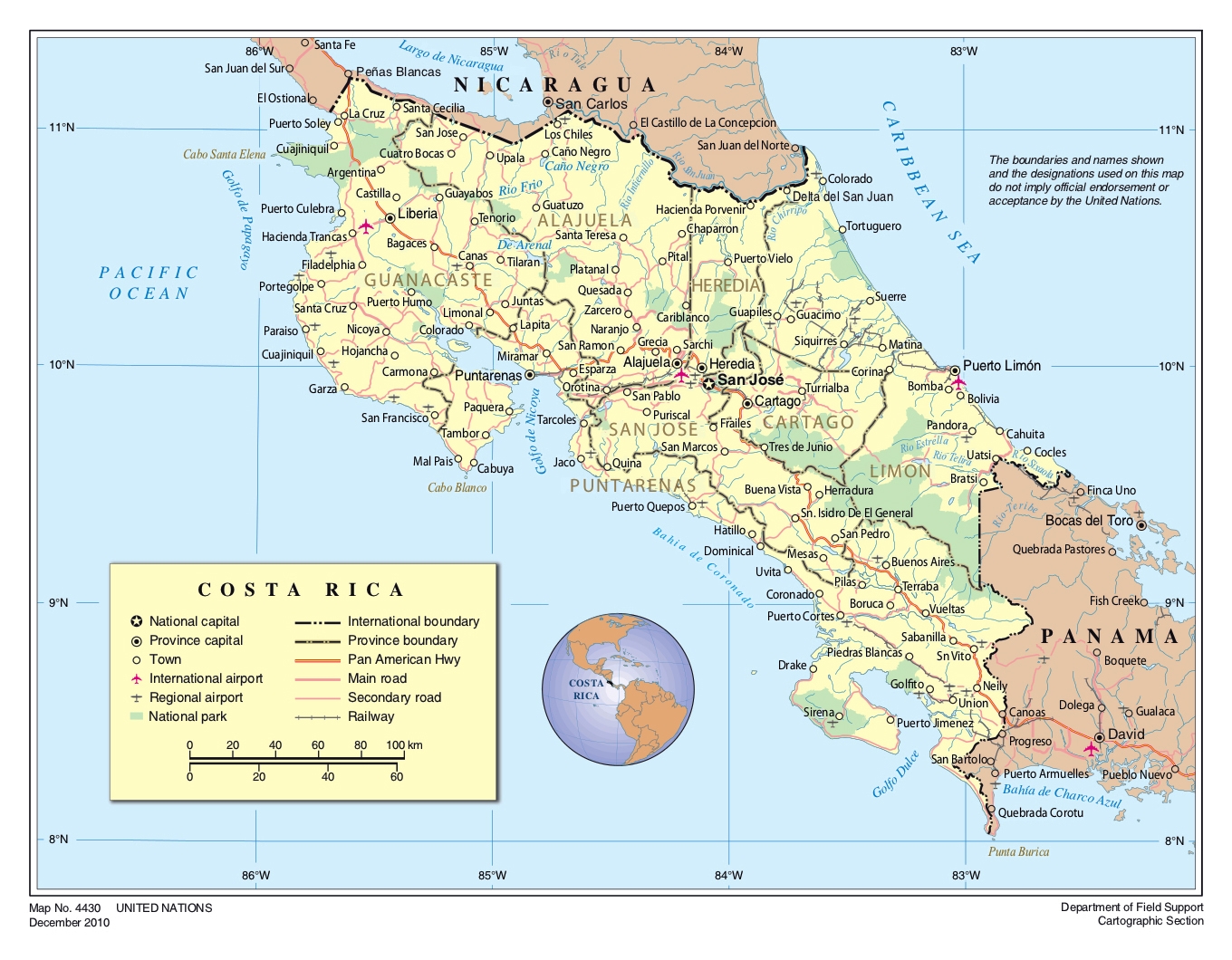 Costa Rica Map Printable
