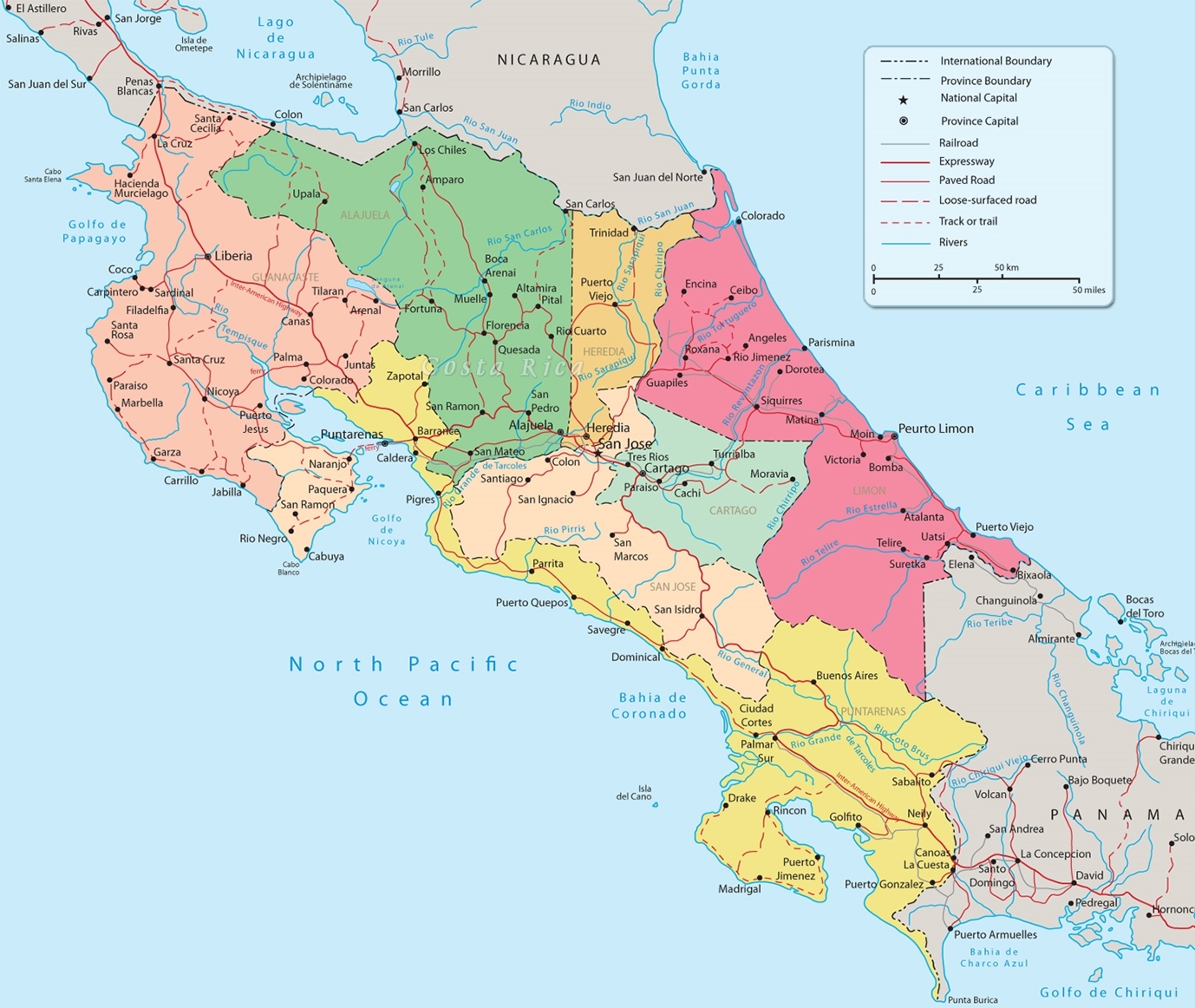 Costa Rica Map Printable Costa Rica Map Printable