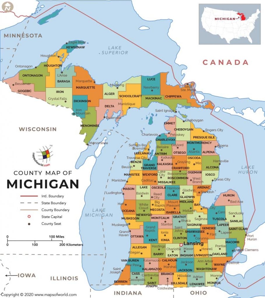 County Map Of Michigan Printable