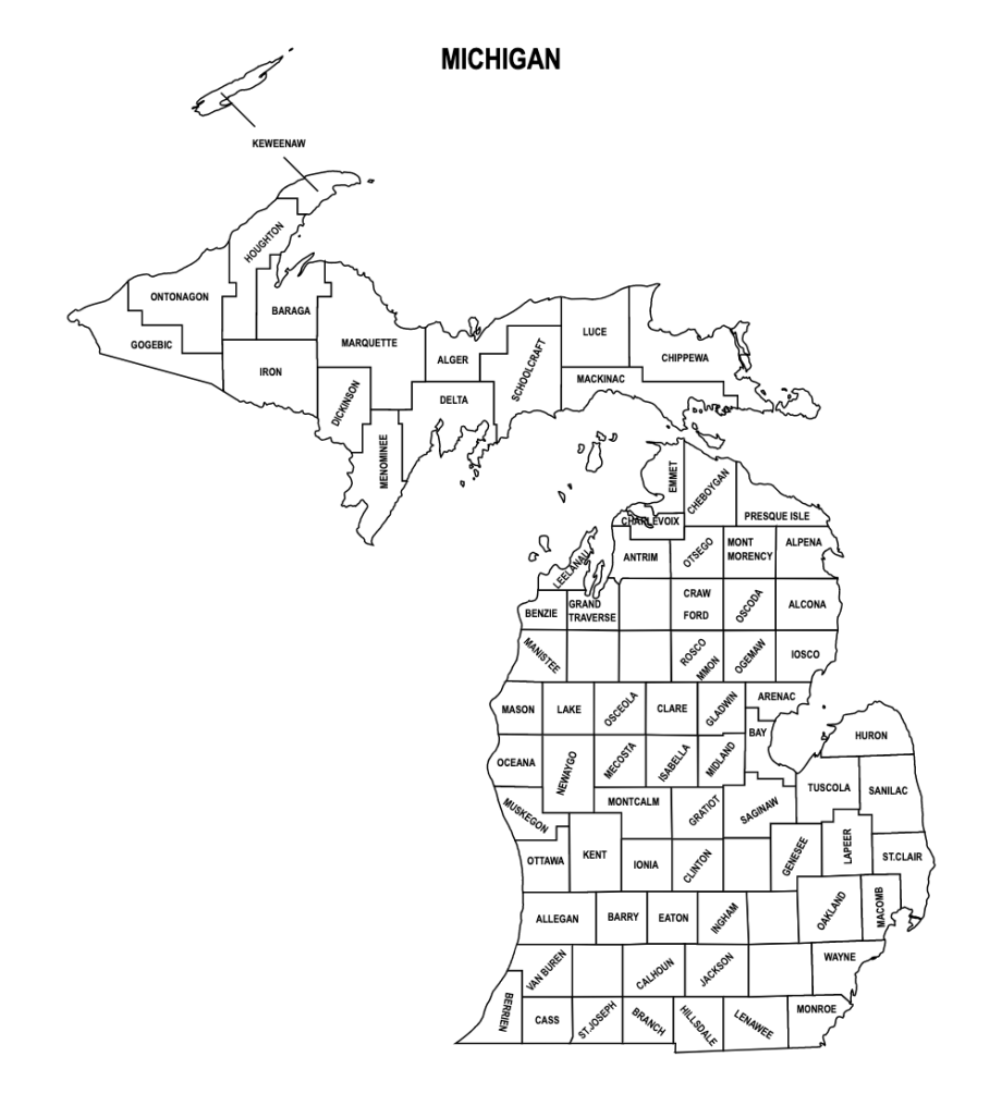 printable michigan county map