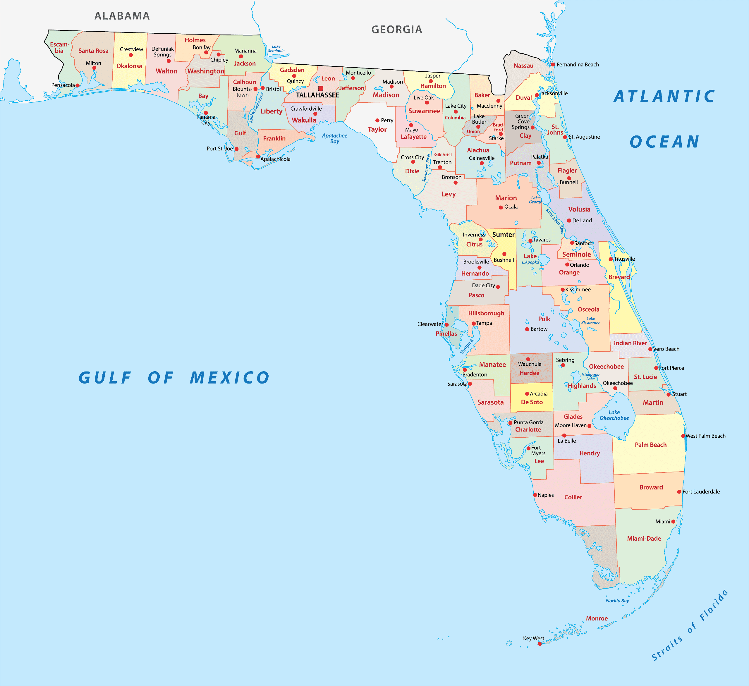 map of counties in florida printable