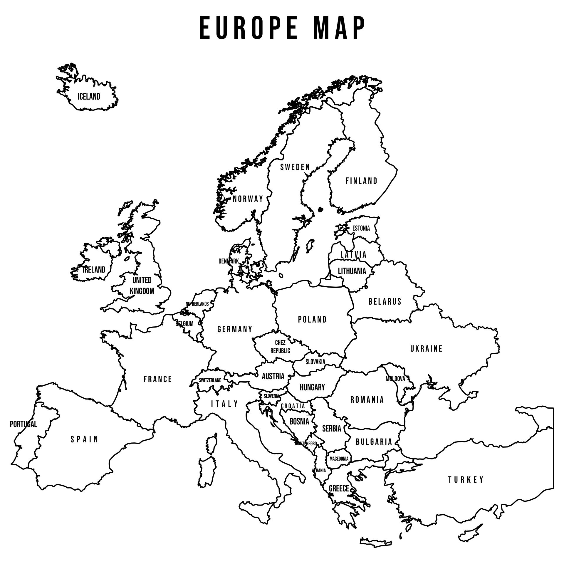Free Printable Europe Map Easy Download Use Printables For Everyone