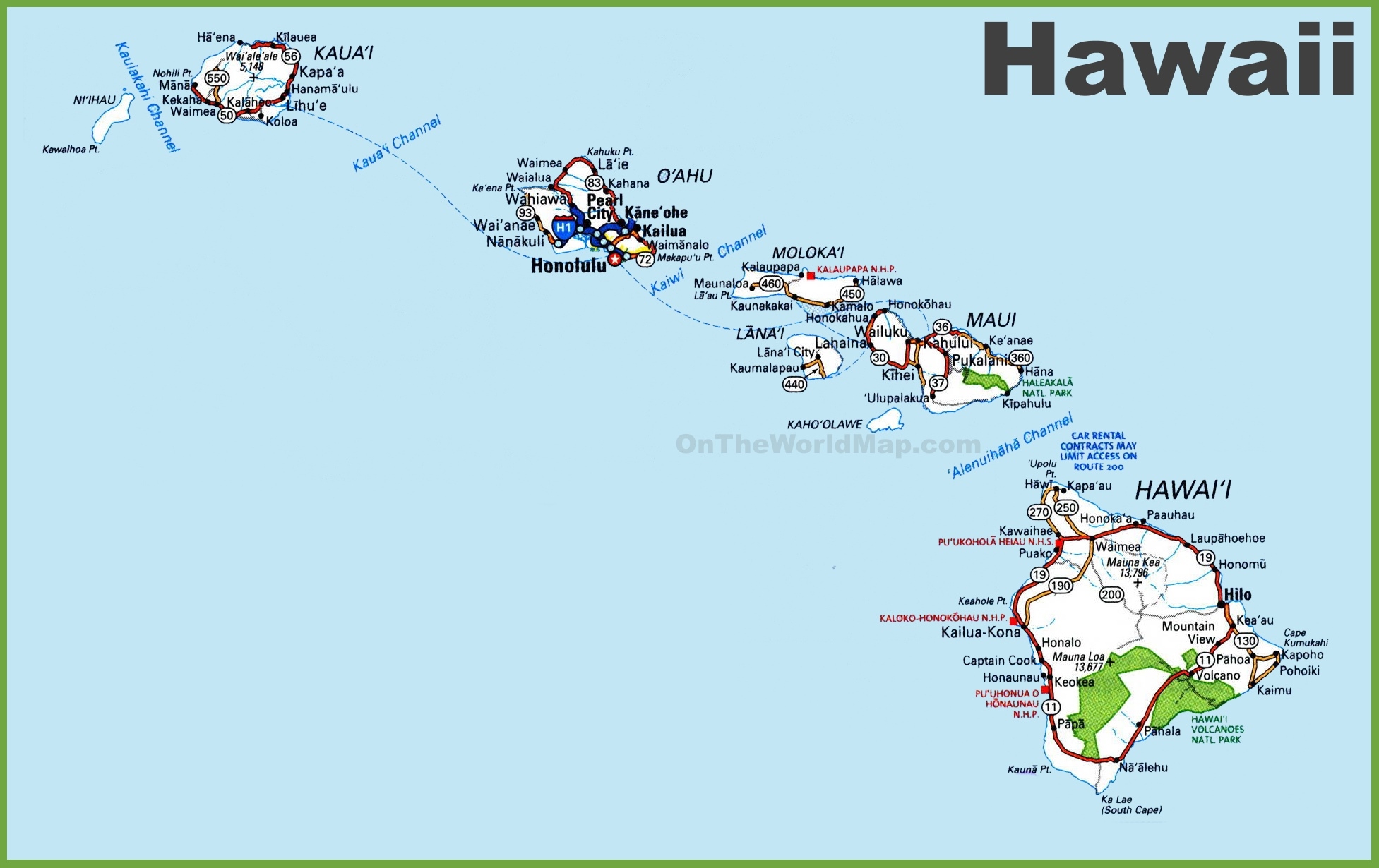 map of hawaiian islands printable