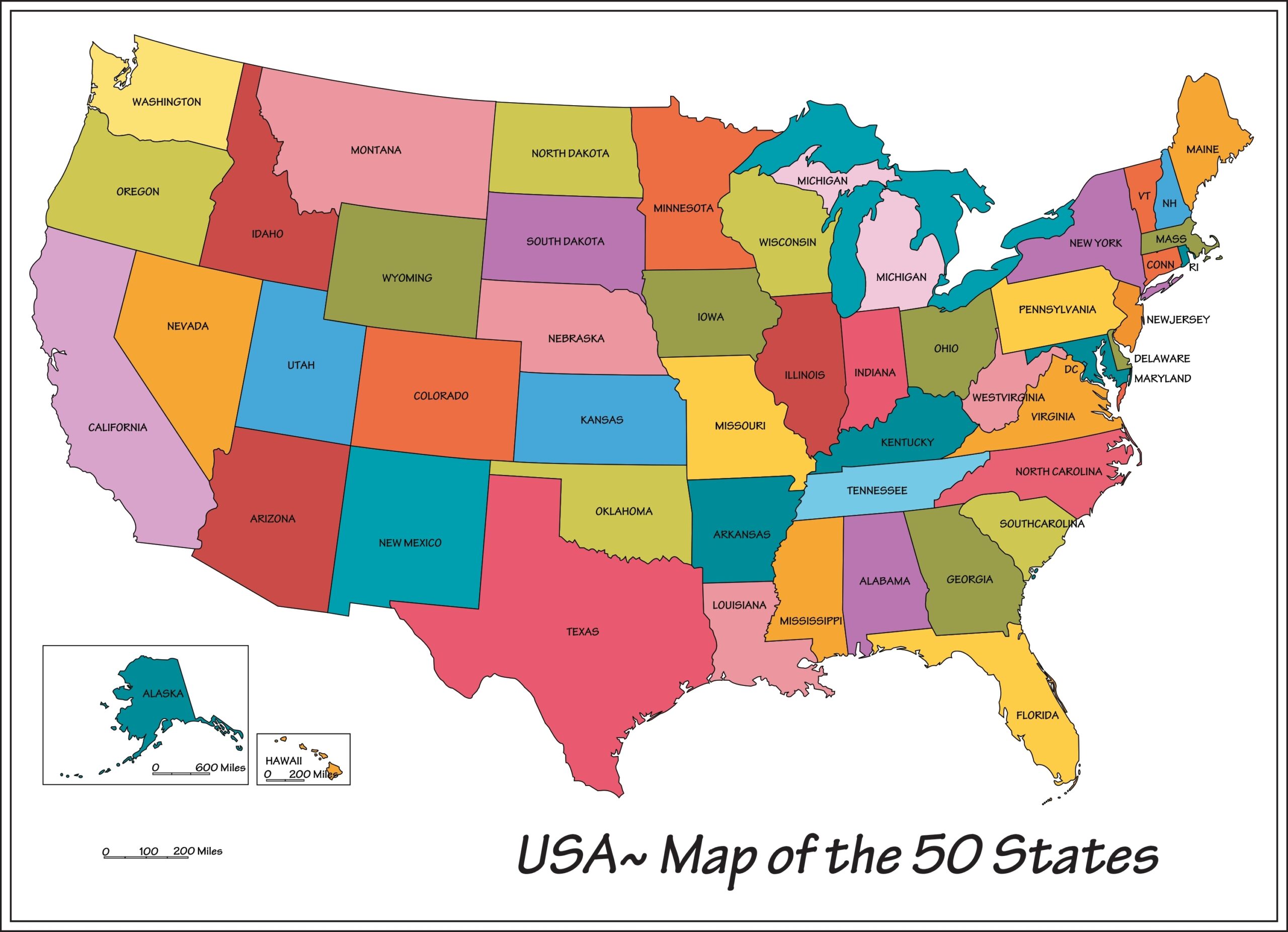 Free Printable Map Of 50 States US Geography Printables For Everyone Free Printable Map Of 50 States US Geography Printables For Everyone