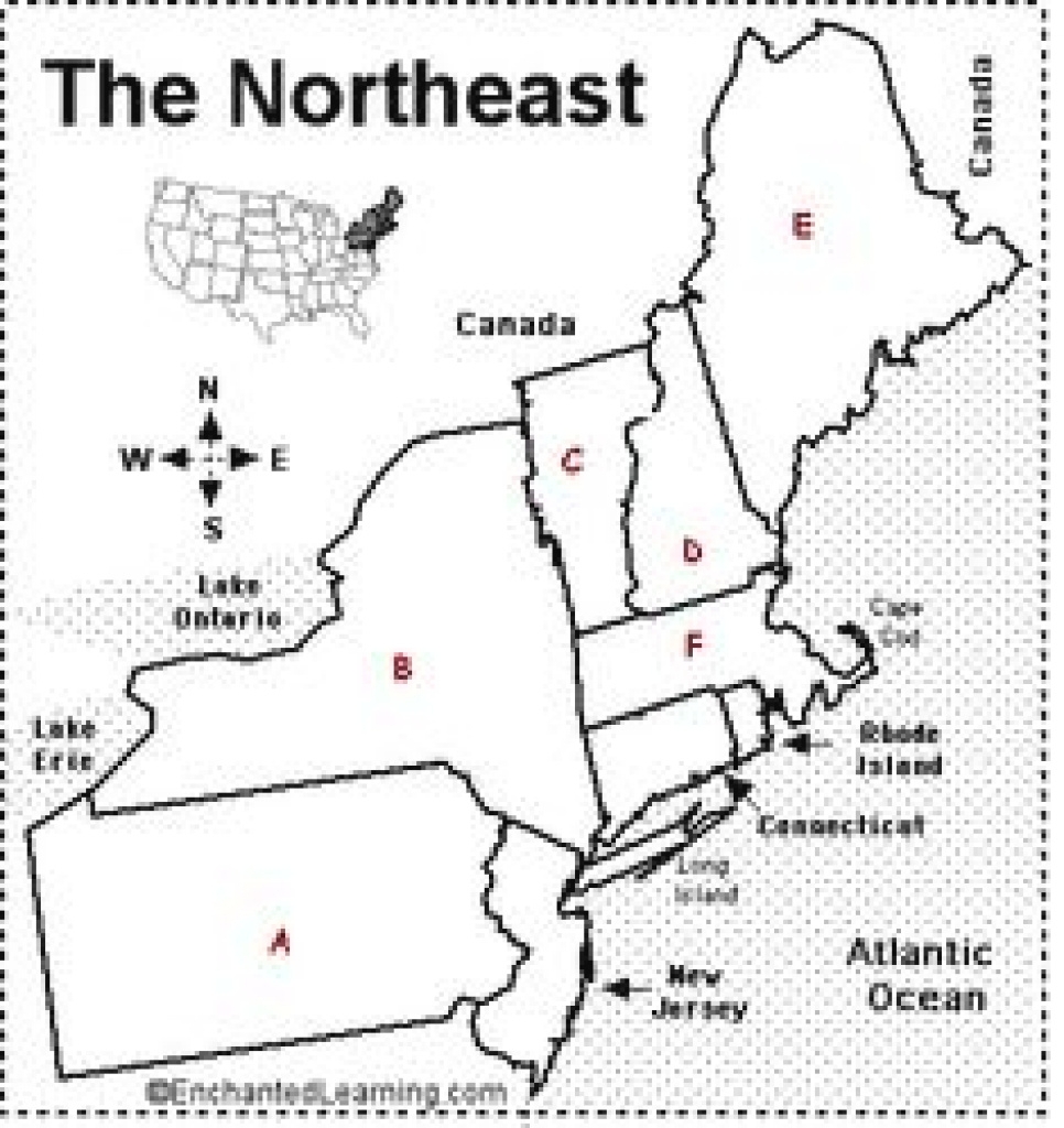 printable northeast states map