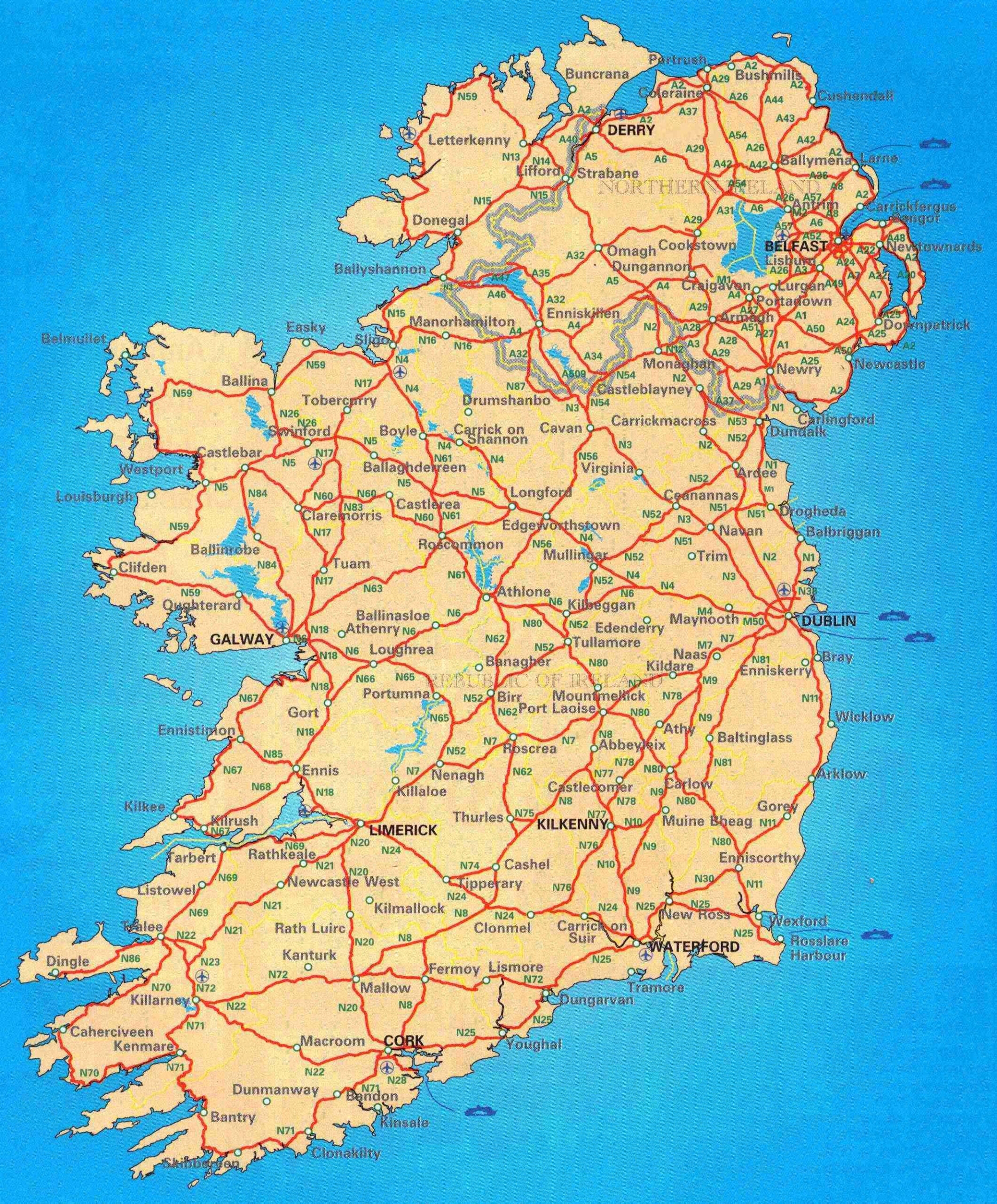 free printable map of ireland