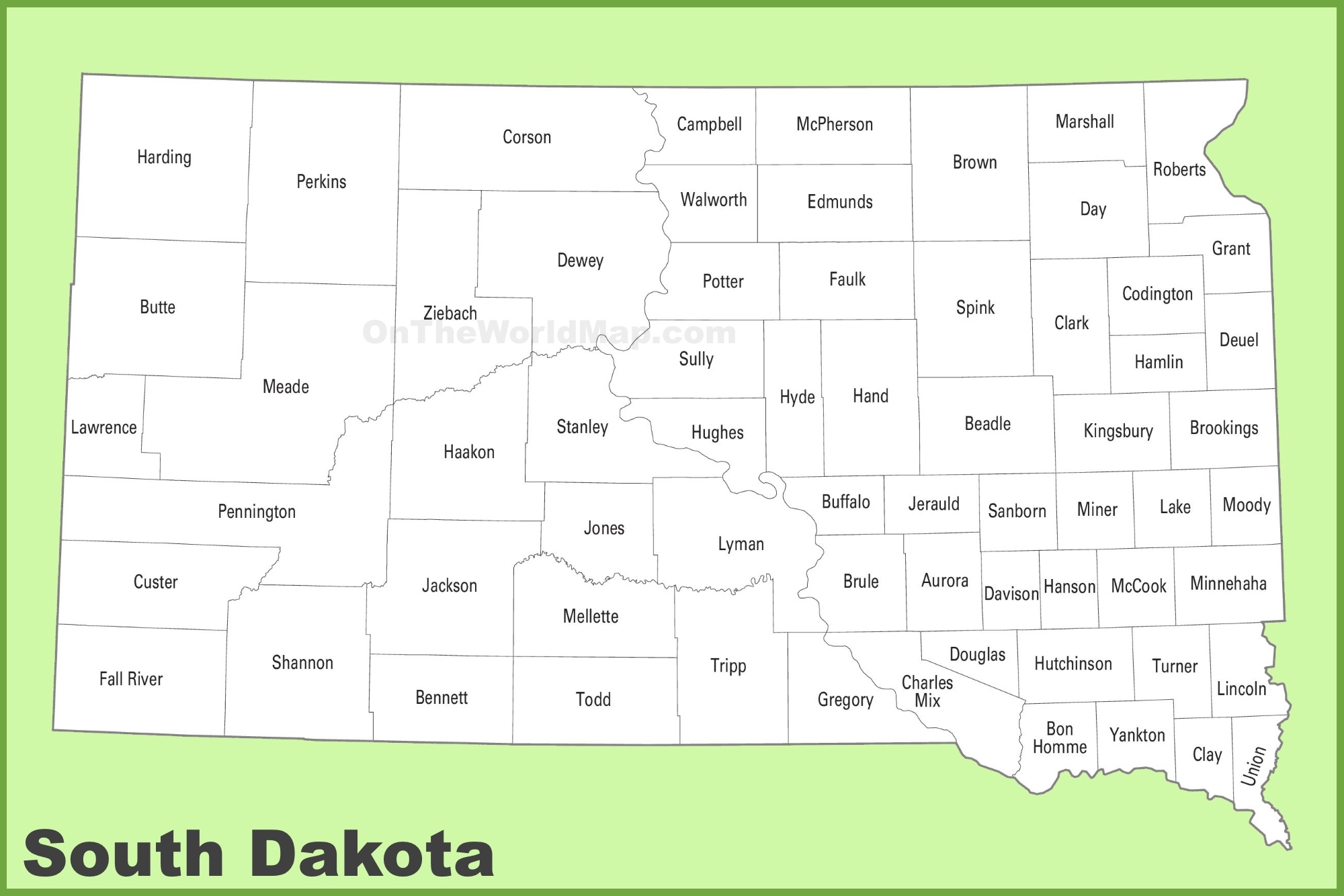 printable south dakota map