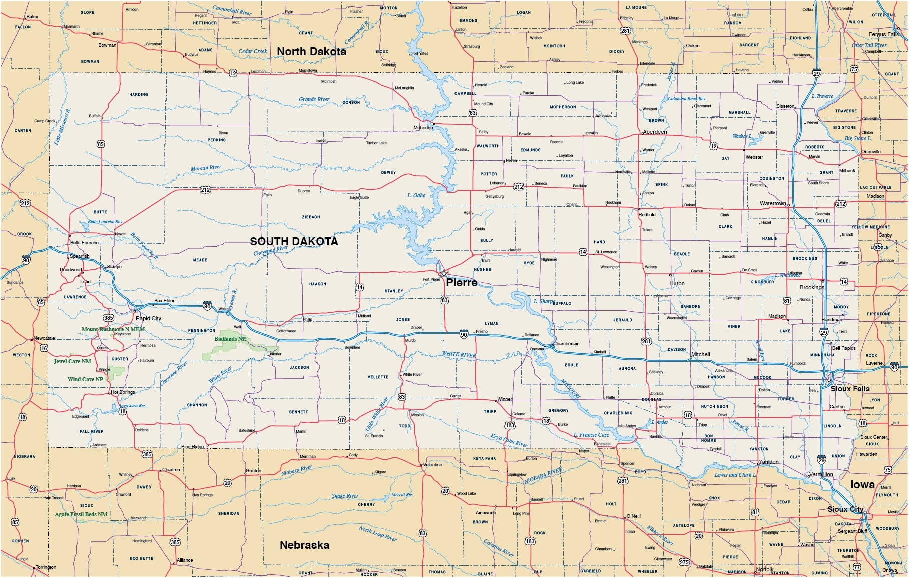 Free Printable South Dakota Map Easy Download Printables For Everyone