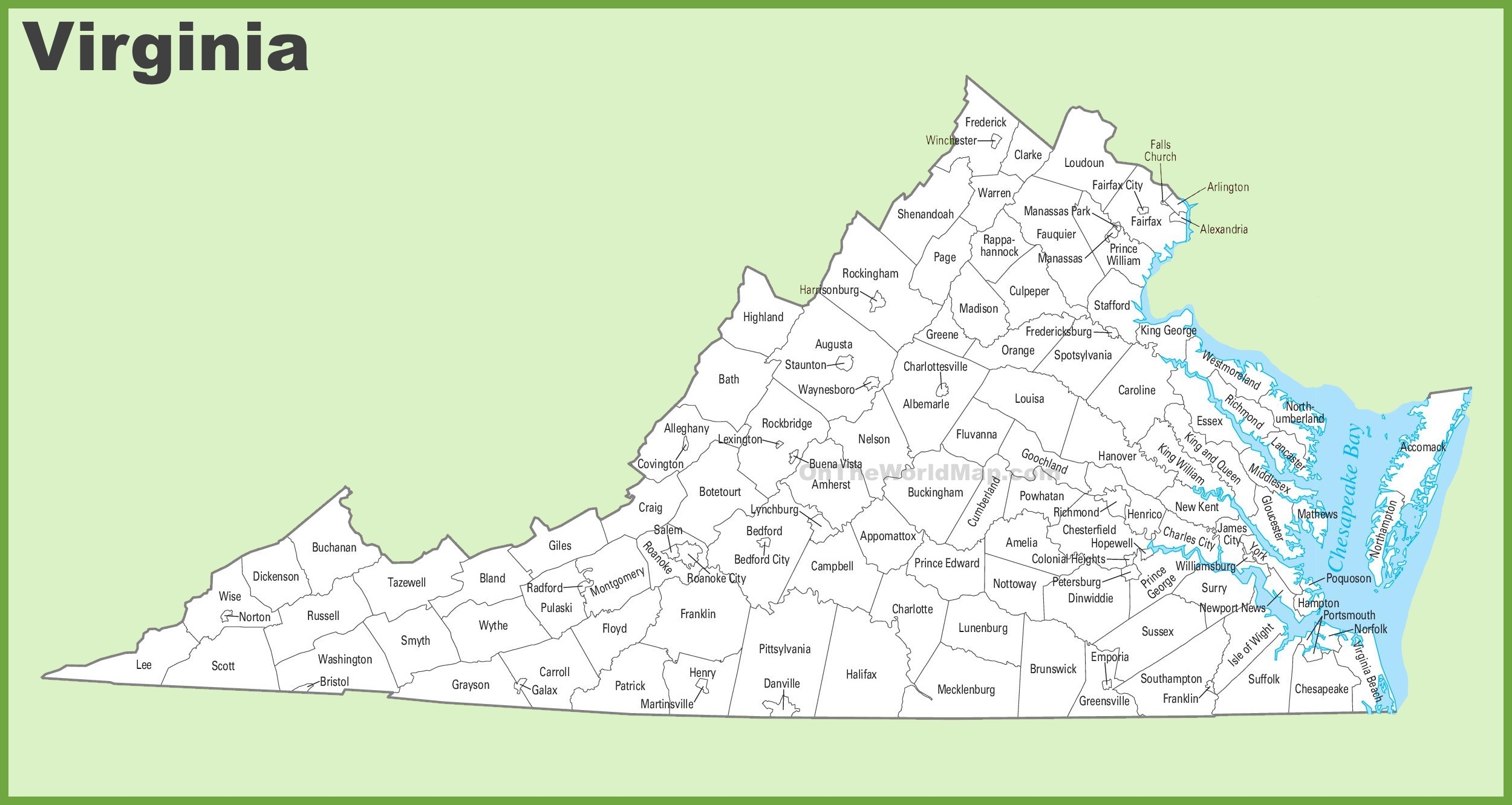 virginia printable map