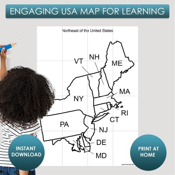 Giant Printable Northeast USA Map Print Cut And Assemble