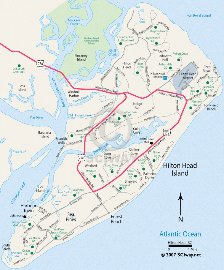Hilton Head South Carolina Printable Map