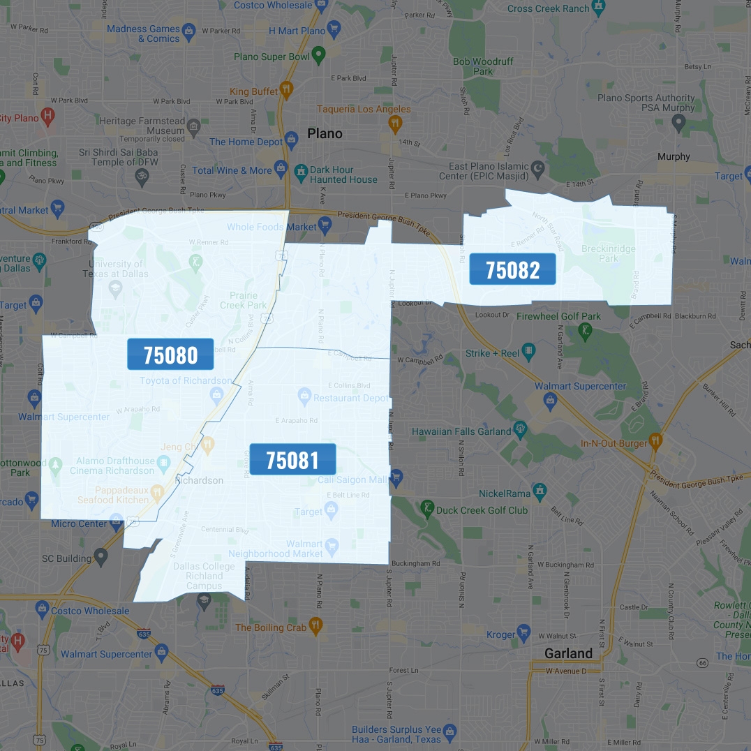 texas zip code map printable