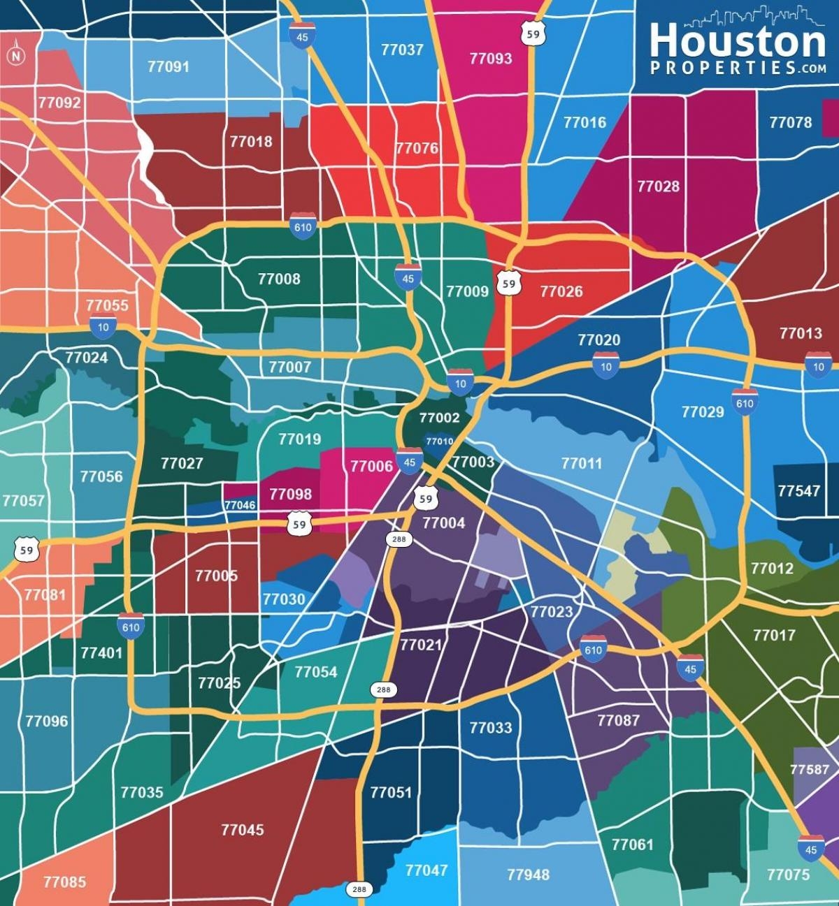 Houston Zip Code Map Map Of Houston Zip Codes Texas USA 