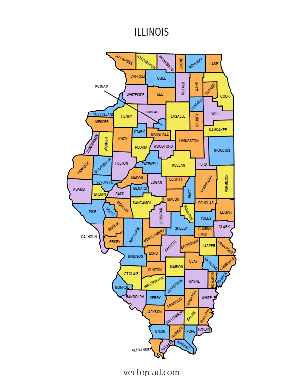 Illinois County Map Printable
