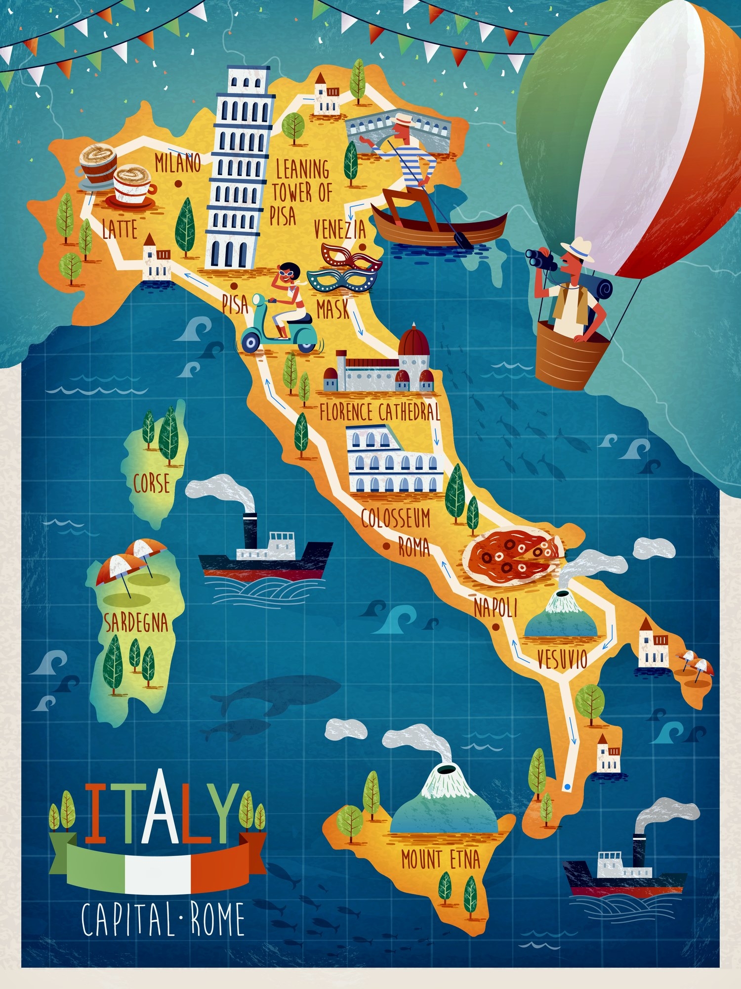 Printable Travel Map Of Italy Printable Travel Map Of Italy