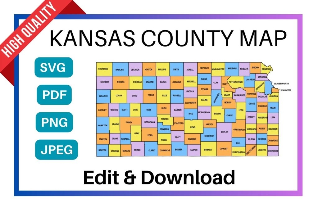 kansas county map printable