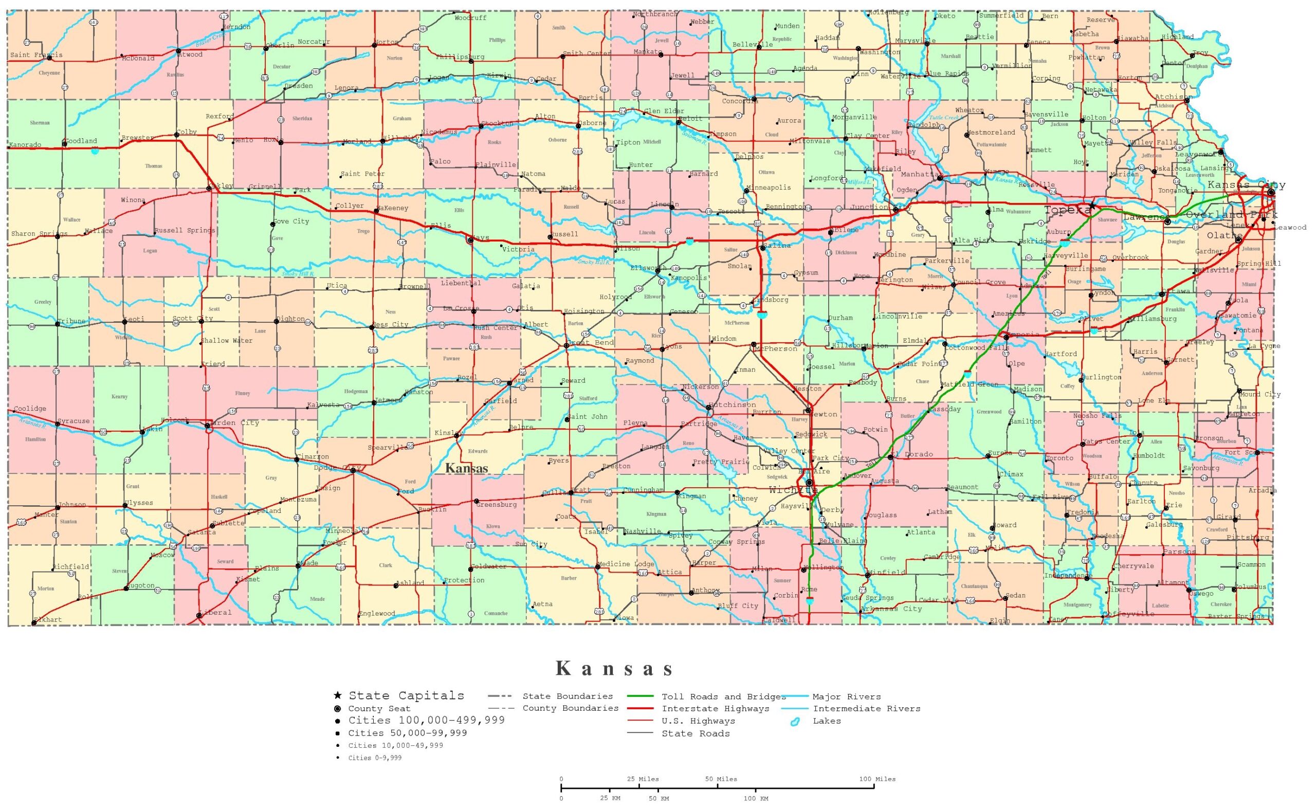 Kansas County Map Printable