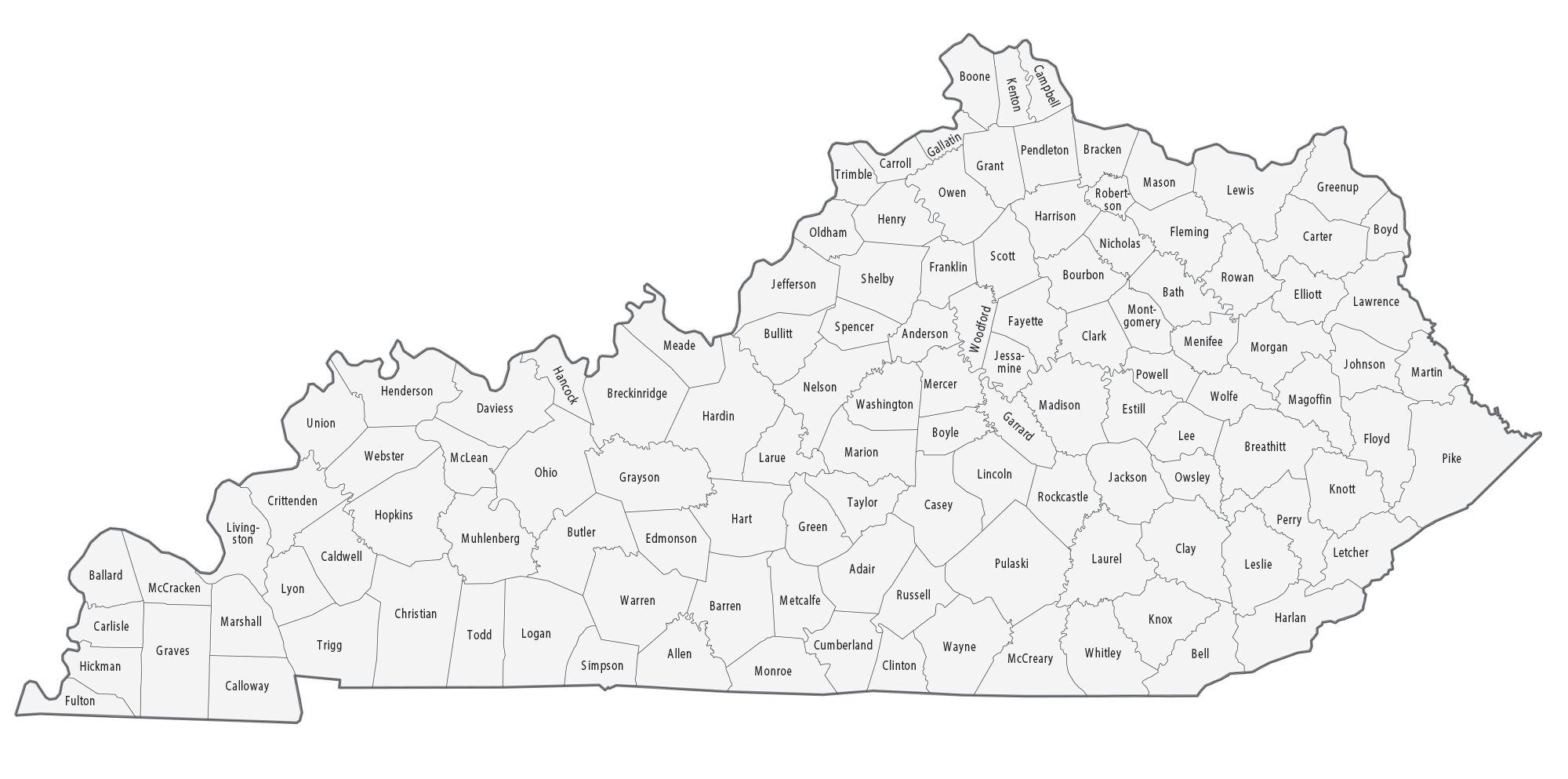 Kentucky County Map Printable