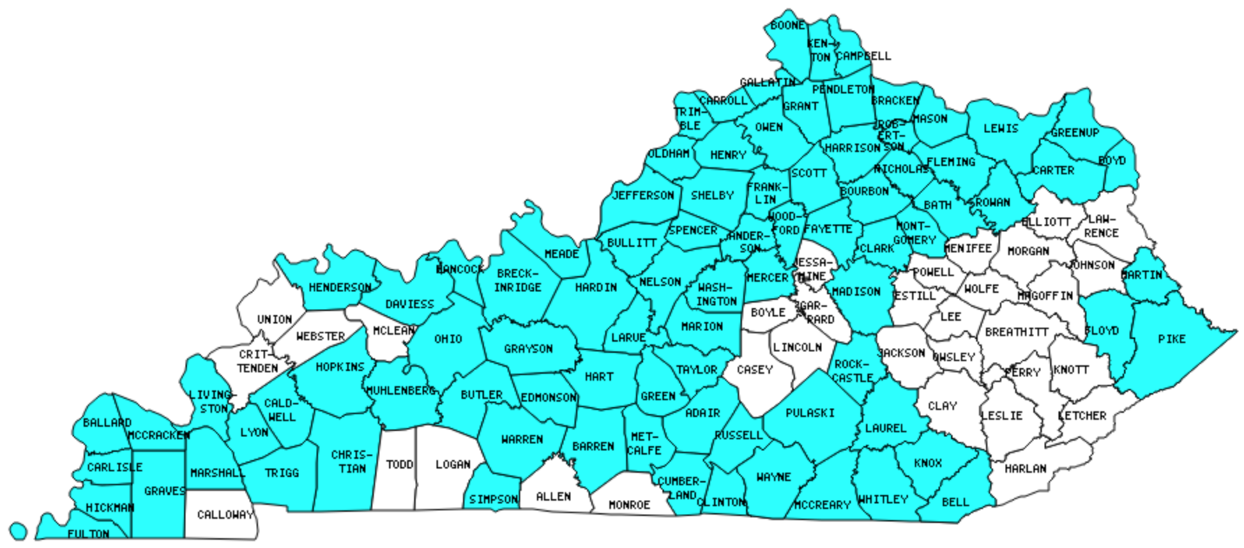 Kentucky County Map Printable