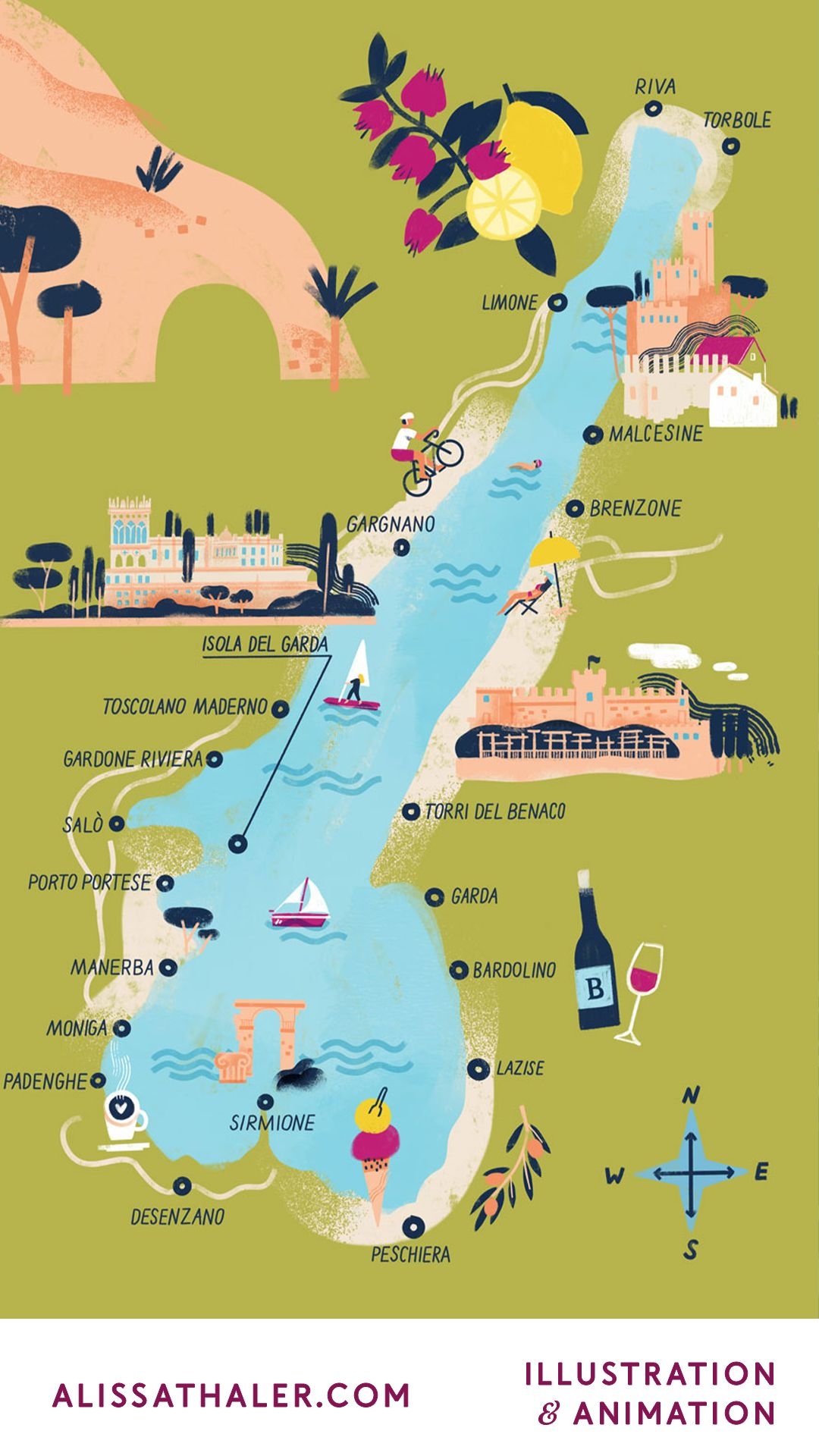 Lake Garda Map Illustration Artofit Lake Garda Map Illustration Artofit