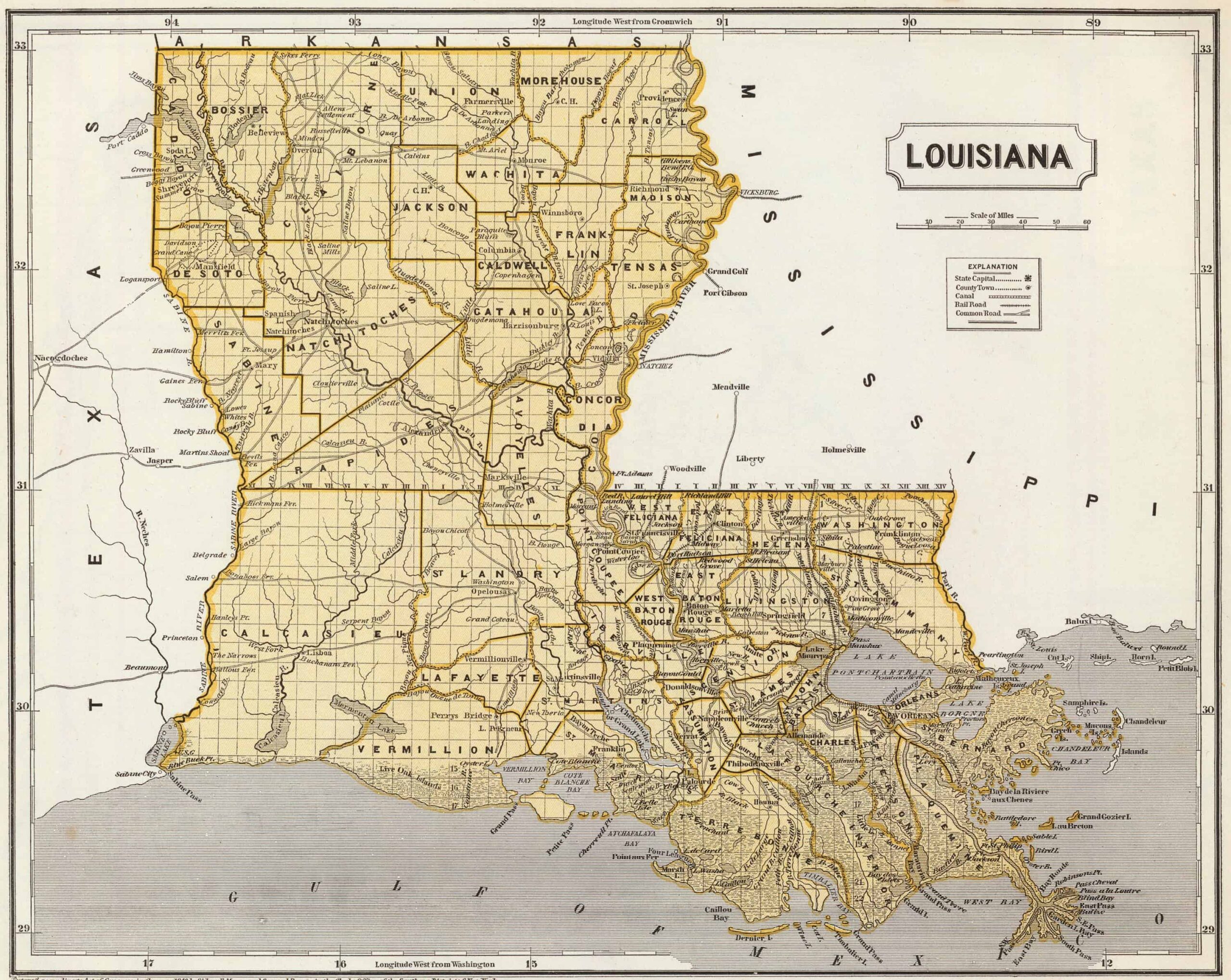 Louisiana Parish Map Printable