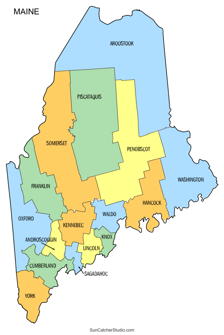Maine County Map Printable Jenny Blog