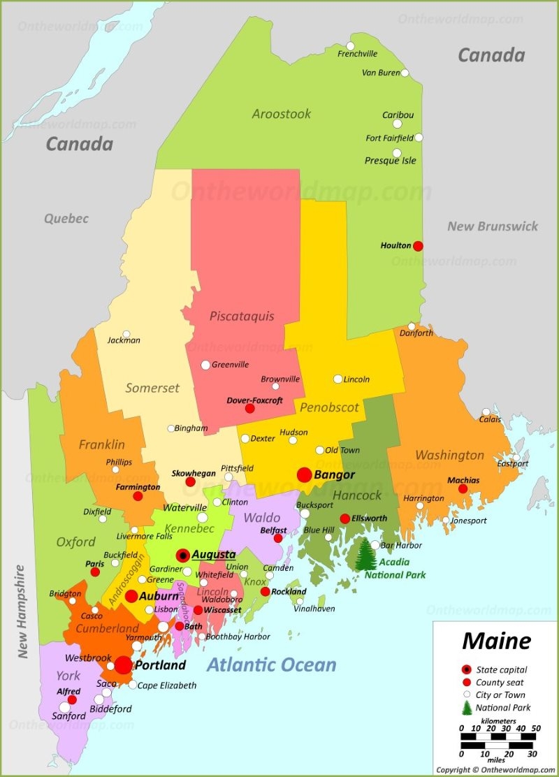 Maine Map Printable