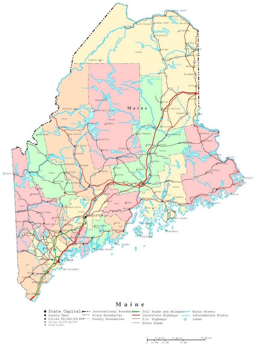 Maine Printable Map