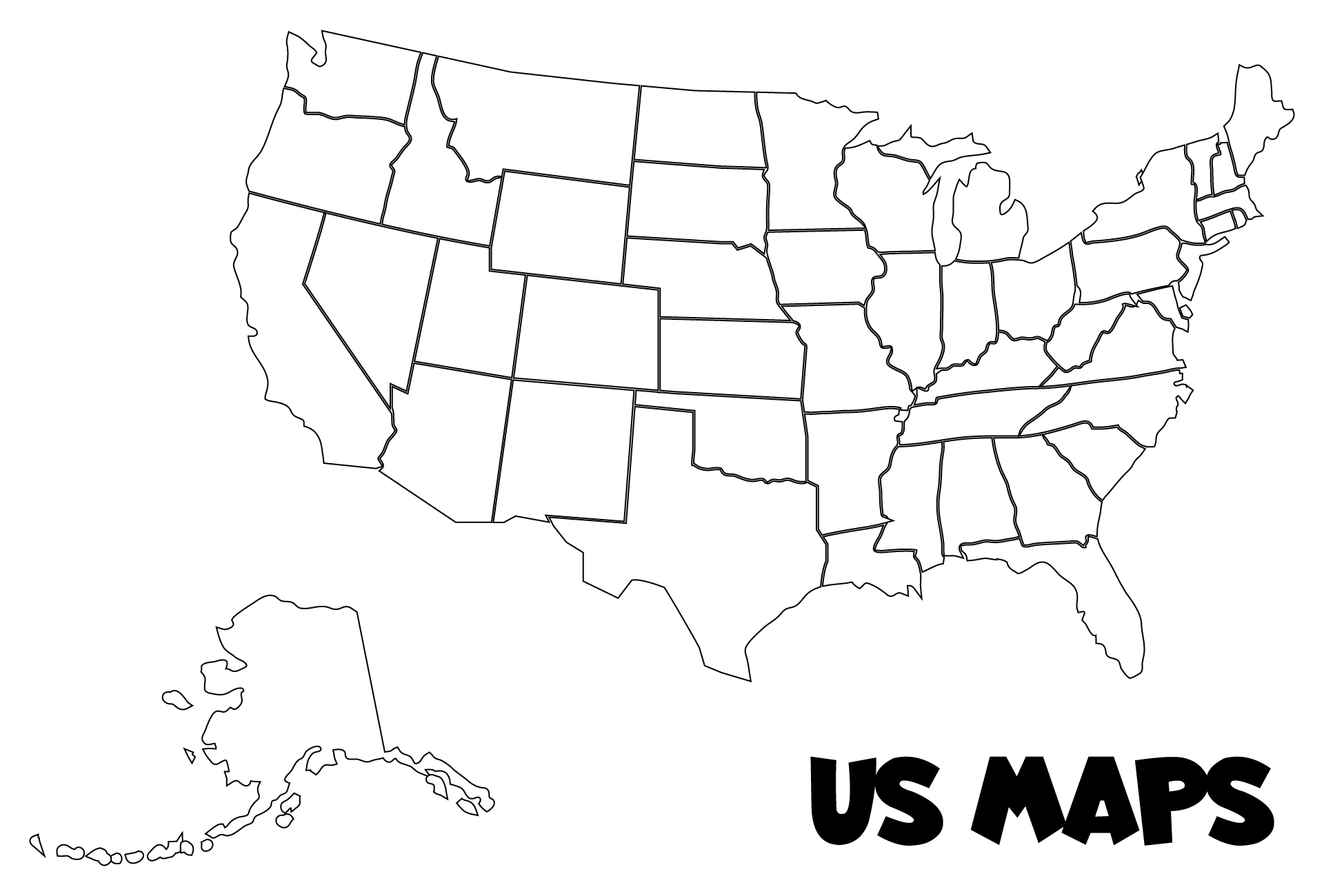 Map Of 50 States Printable Map Of 50 States Printable