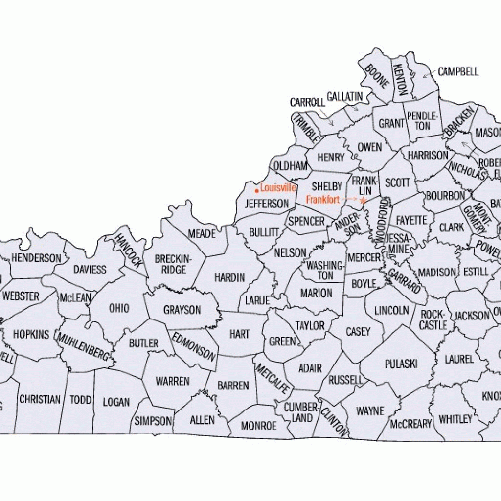 Map Of Kentucky Counties Printable