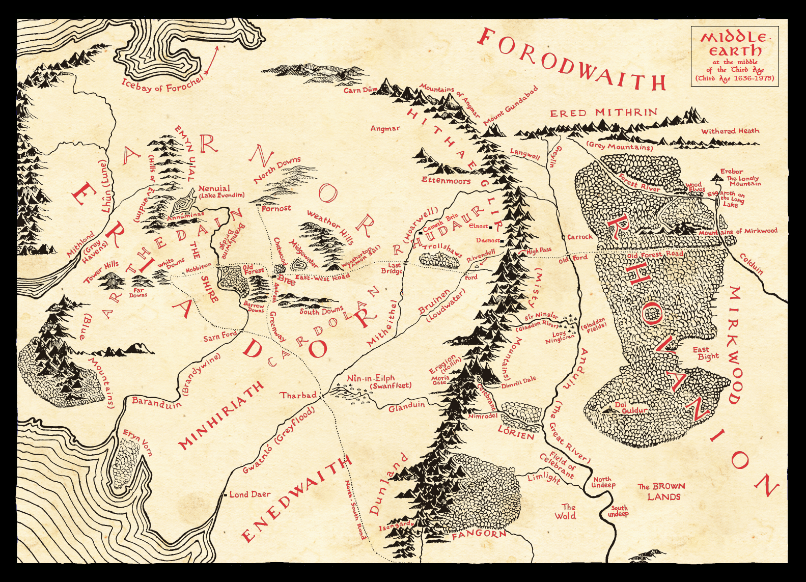 printable map middle earth