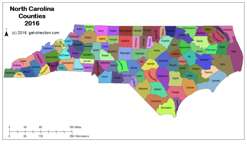 Map Of Nc Counties Printable