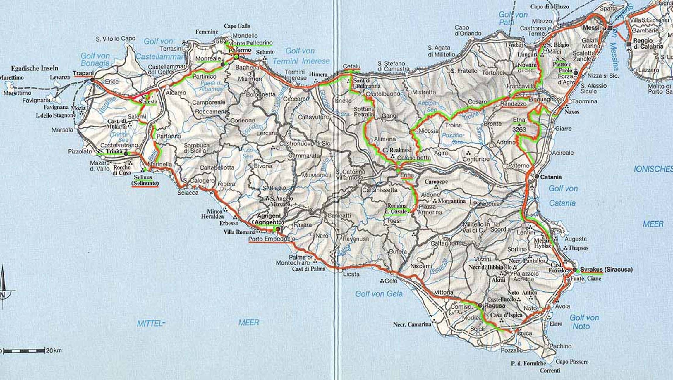 Map Of Sicily Printable