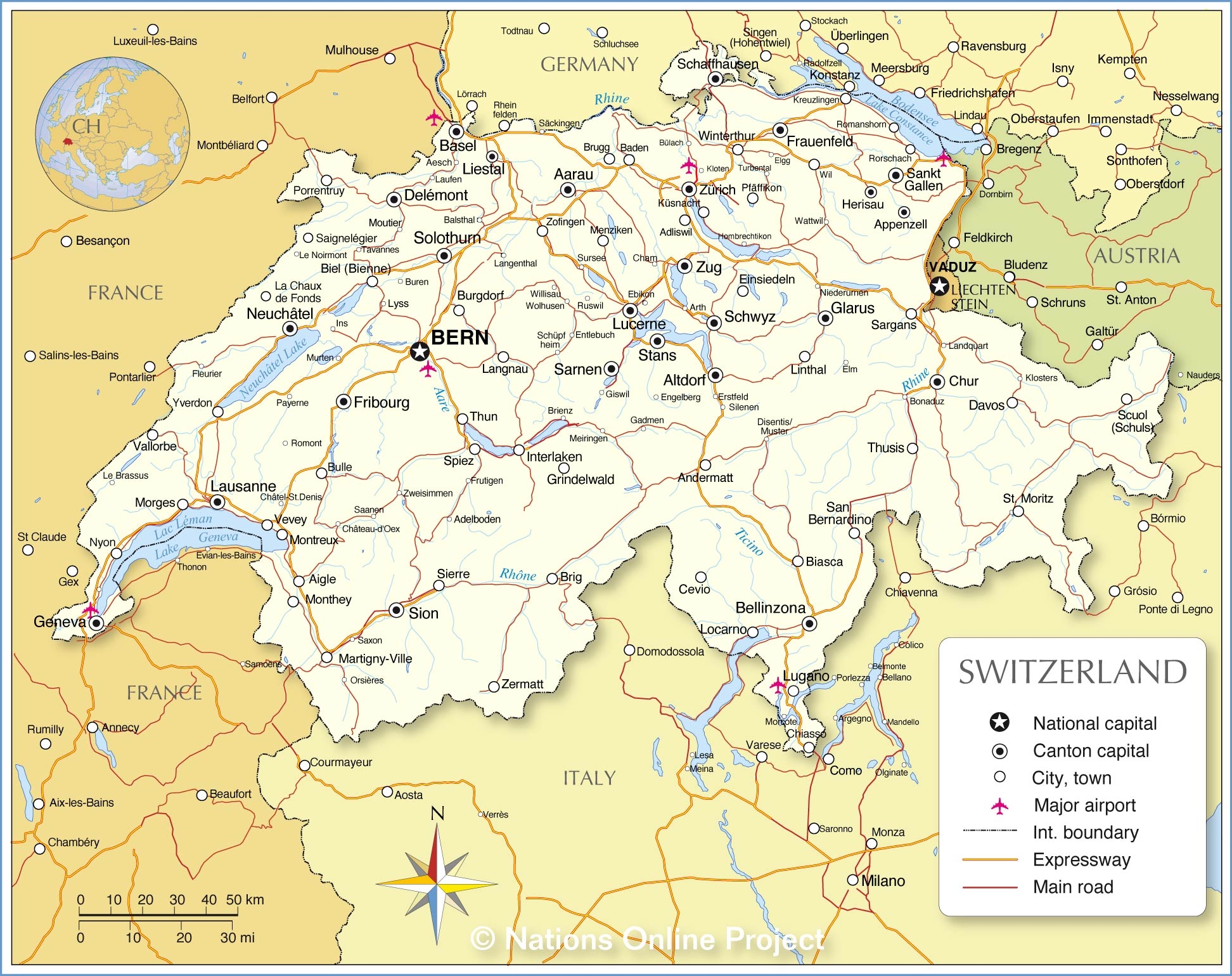 printable map of switzerland