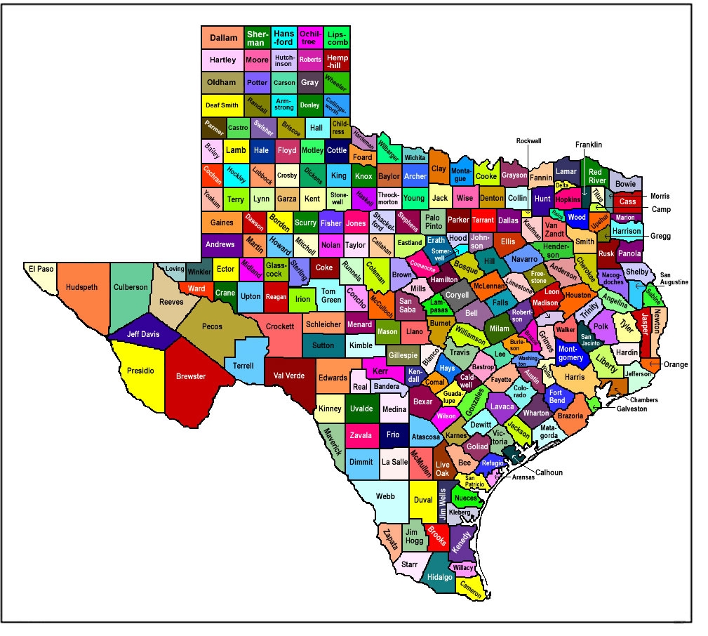 map of texas counties printable